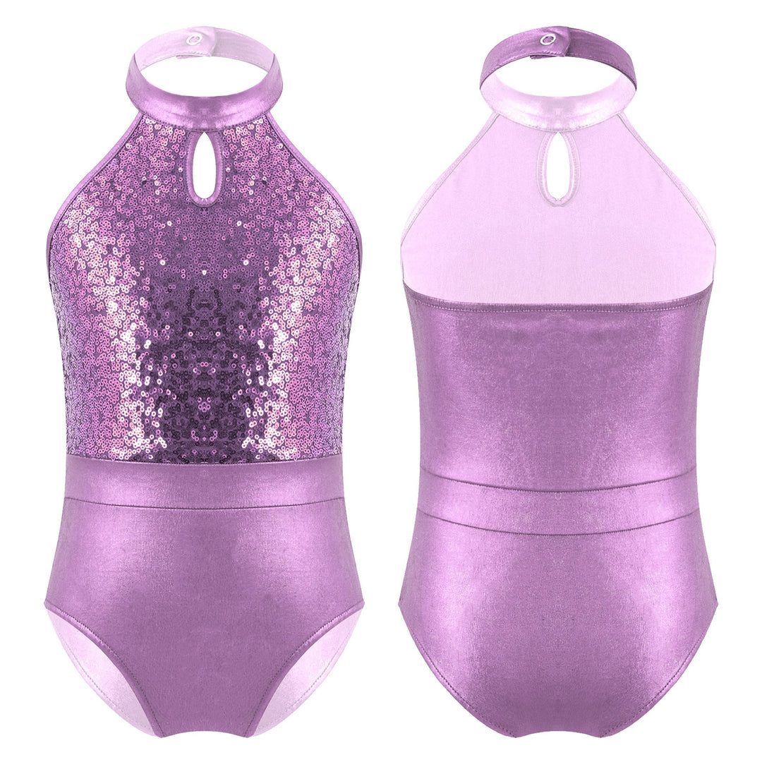 Justaucorps col officier sans manches paillettes Mahala