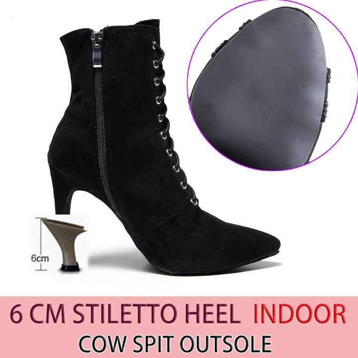 Bottines fermées danse Shayane noir Talons de 6 à 11cm semelle pour exterieur