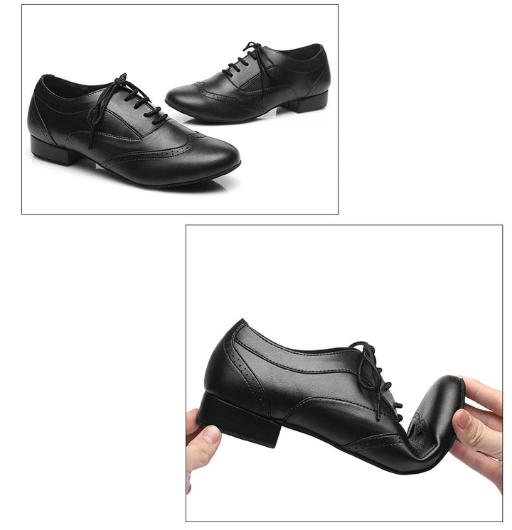 Chaussures de danse cuir noir et blanc Johnny talon de 4.5cm