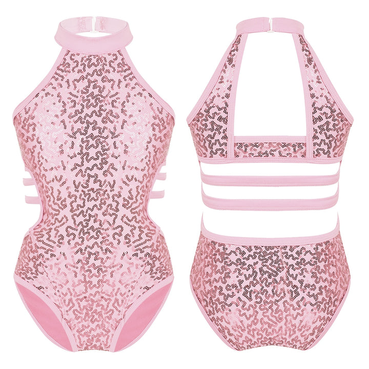 Justaucorps col officier sans manches paillettes Mahala