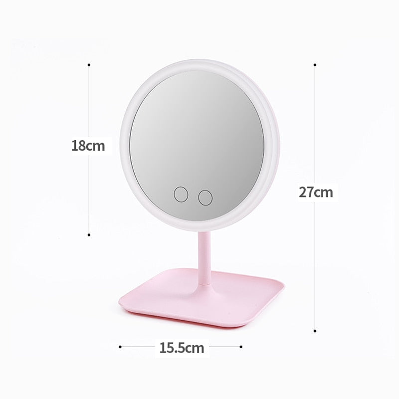 Miroir de maquillage rond avec lumière LED