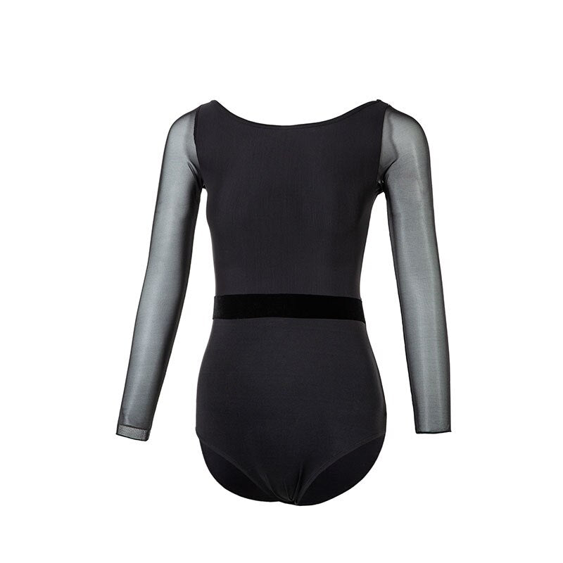 Justaucorps manches longues noires et imprimés au dos Sansha