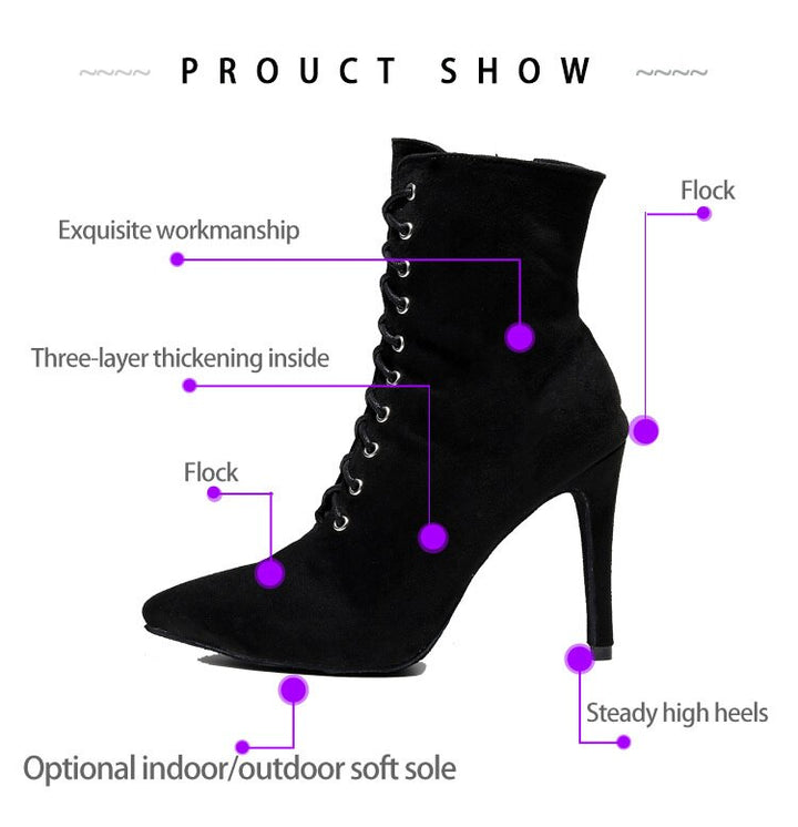 Bottines fermées danse Shayane noir Talons de 6 à 11cm semelle pour exterieur