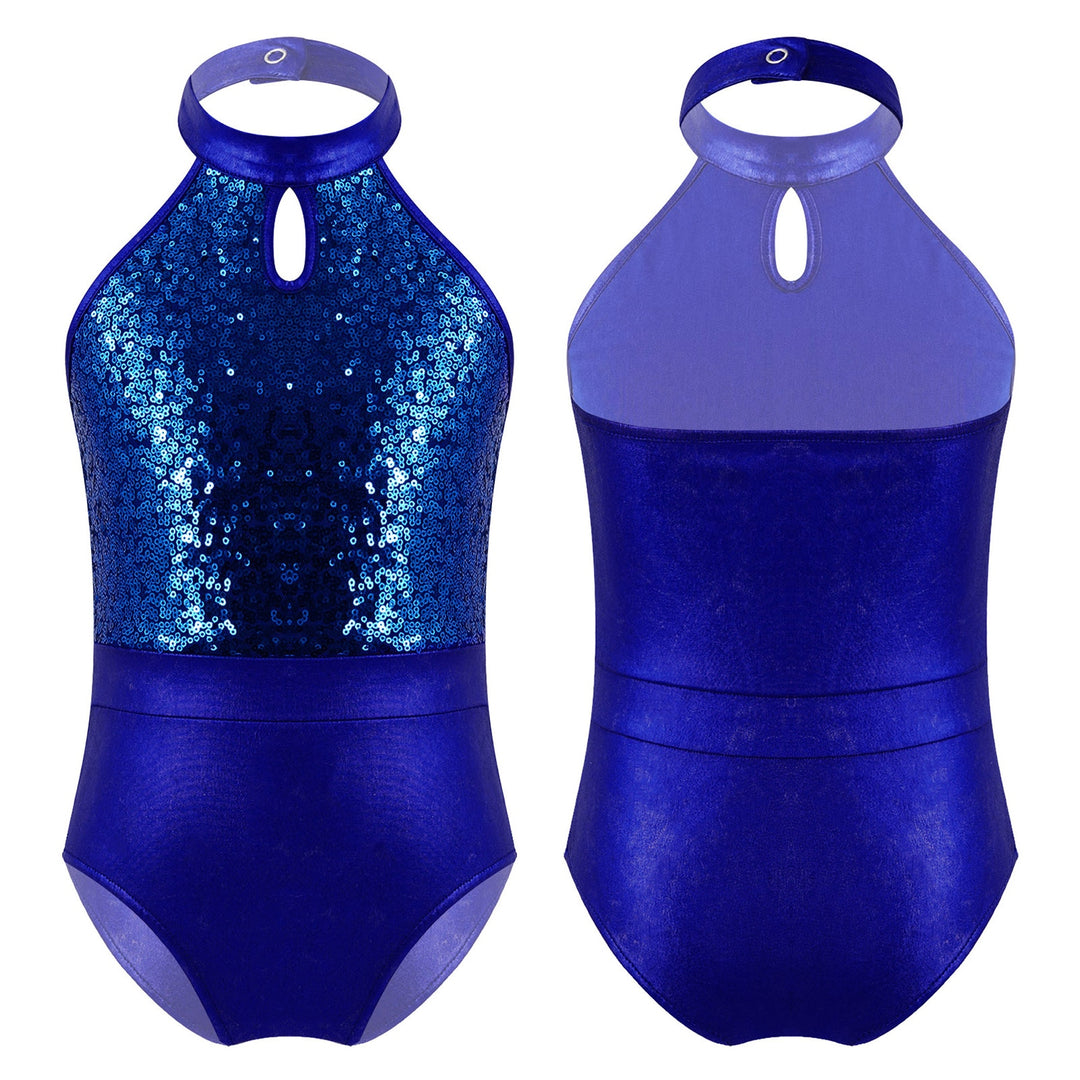 Justaucorps col officier sans manches paillettes Mahala