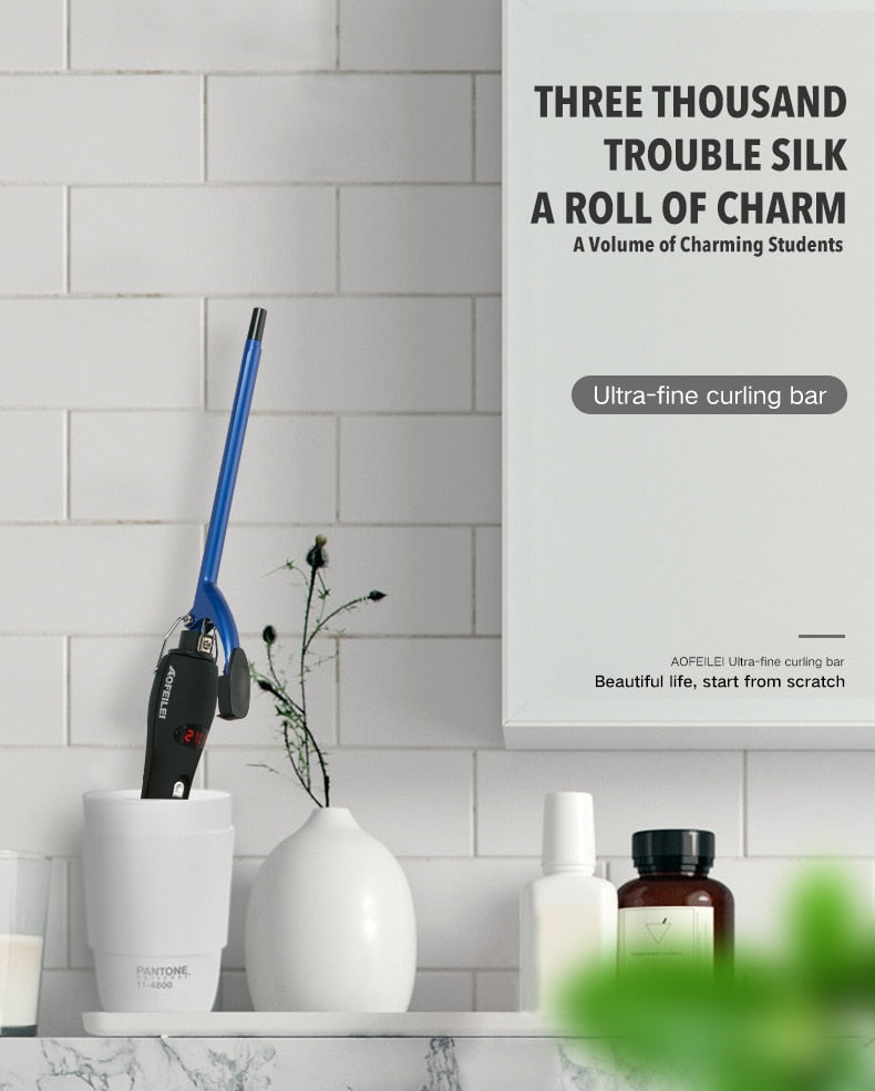 Fer à boucler Curling Iron 9mn 2 coloris bleu ou or