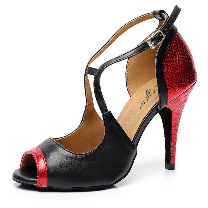 Chaussures de danse Maeva noir & rouge Talon 10cm