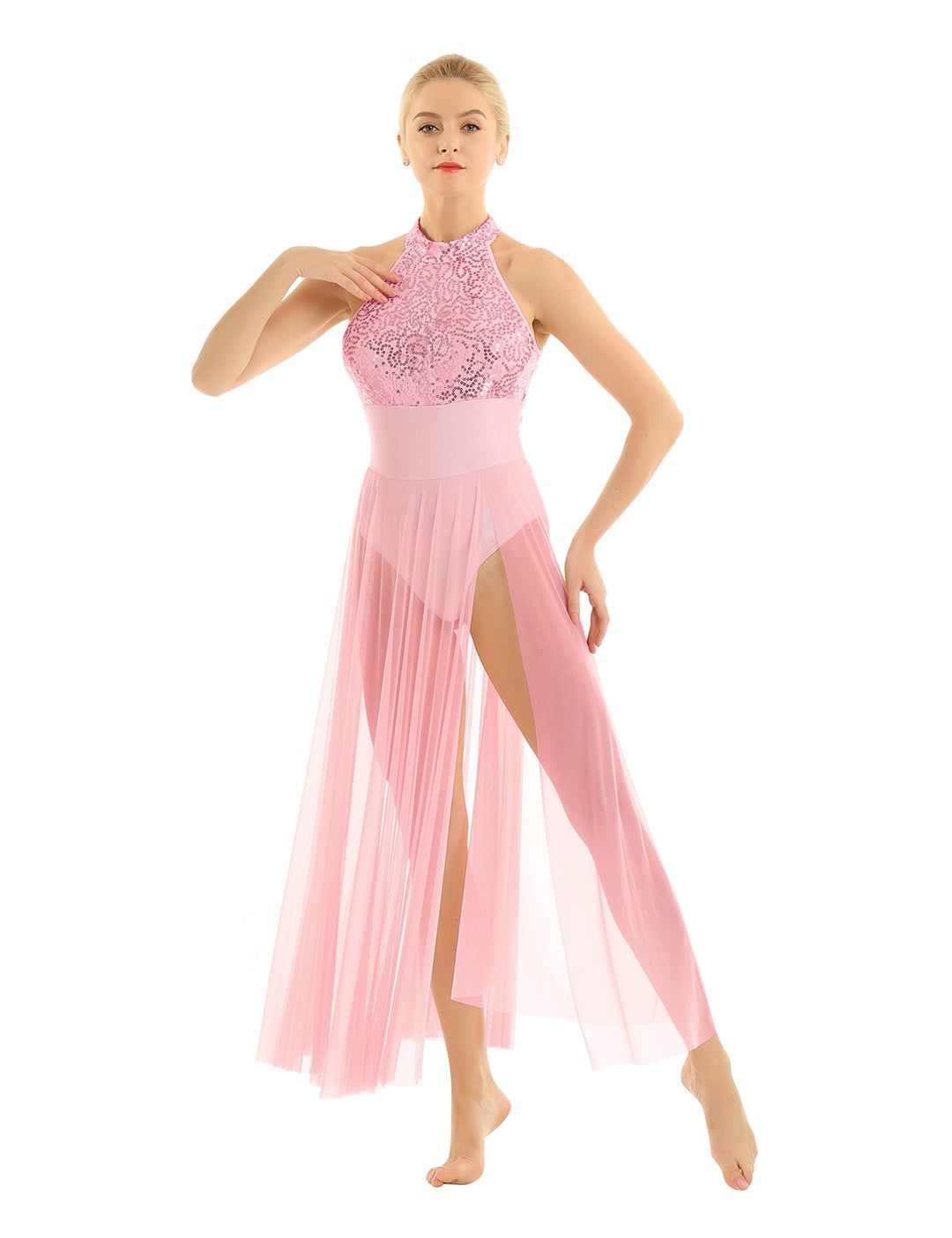 Robe Justaucorps sans manches longue fendue sur 1 côté