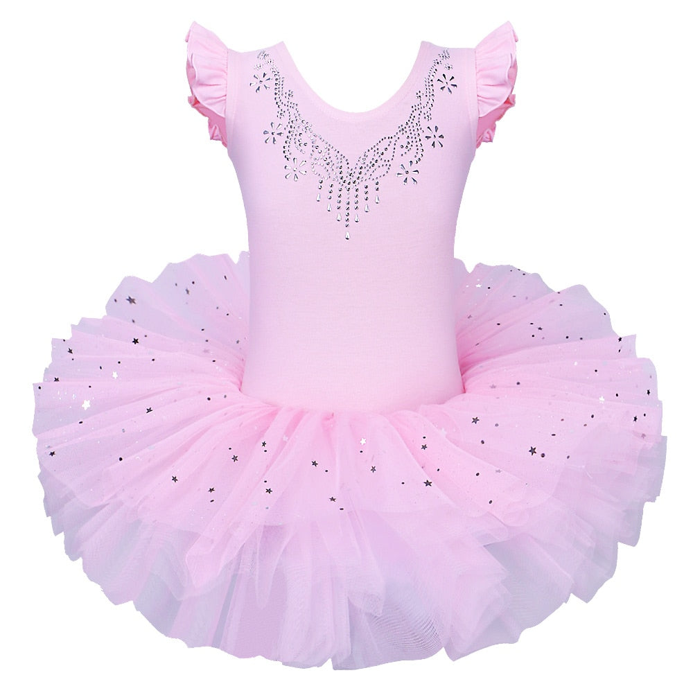 Justaucorps Tutu manches courtes strass et paillettes Kaia