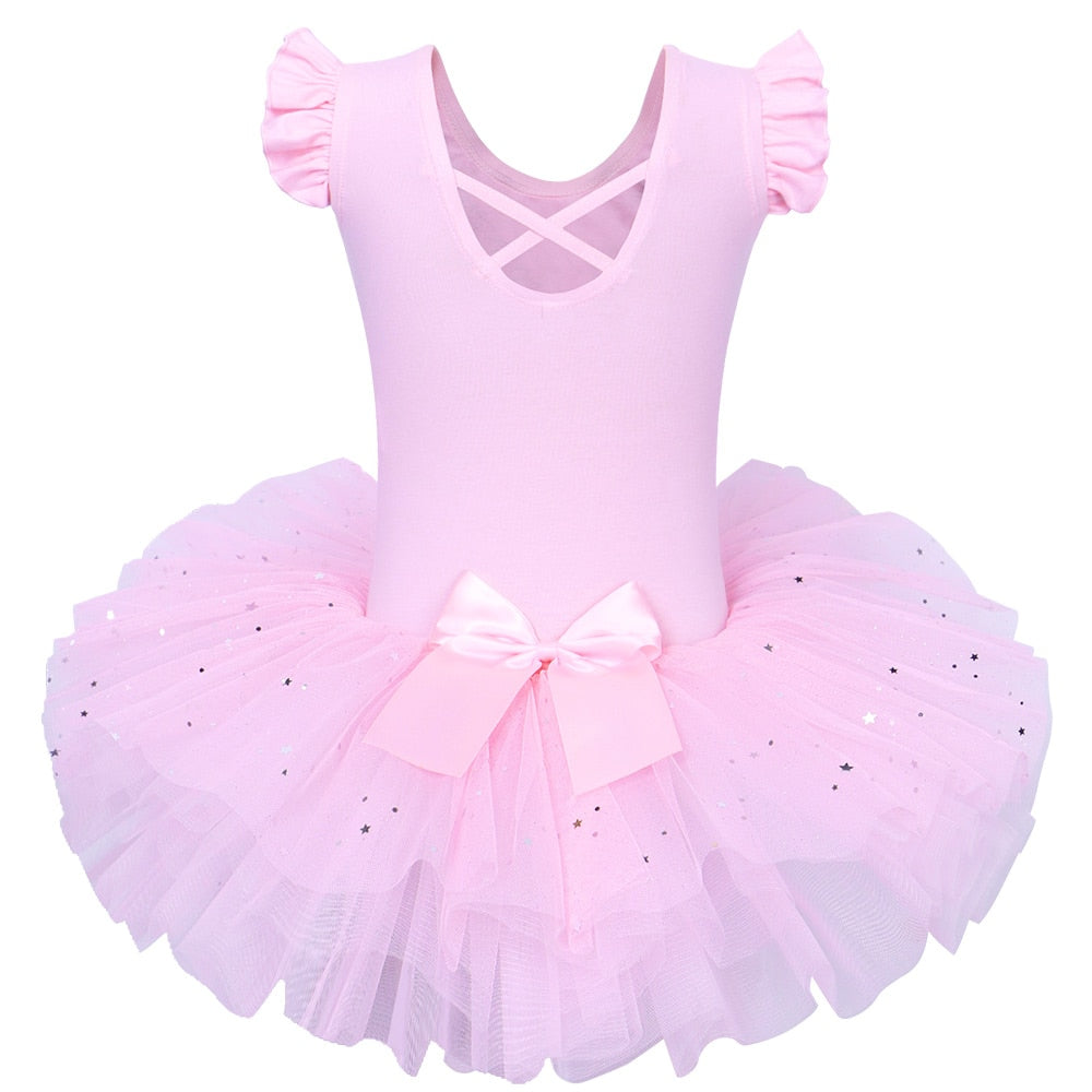 Justaucorps Tutu manches courtes strass et paillettes Kaia