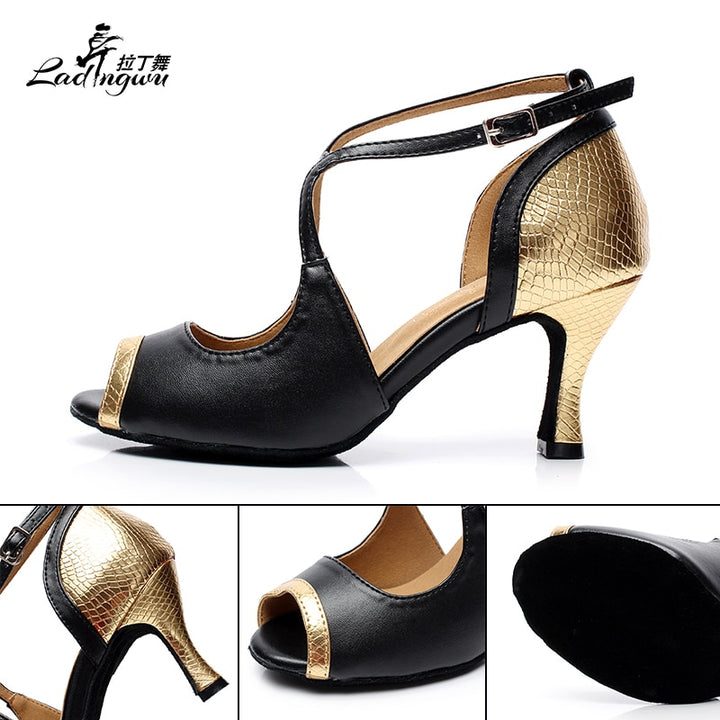 Chaussures de danse Maeva couleur noir & or Talons de 6 à 10 cm