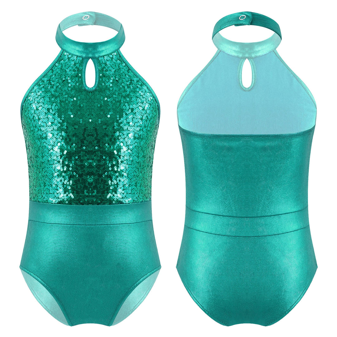 Justaucorps col officier sans manches paillettes Mahala