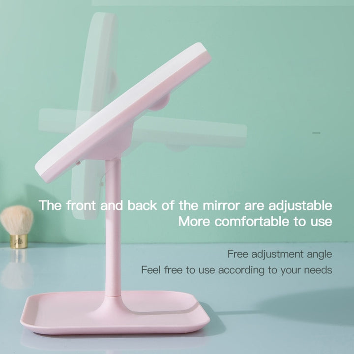 Miroir de maquillage rond avec lumière LED