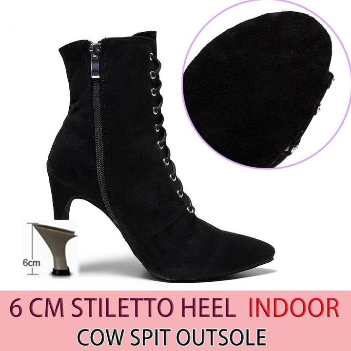 Bottines fermées danse Shayane noir Talons de 6 à 11cm semelle pour exterieur