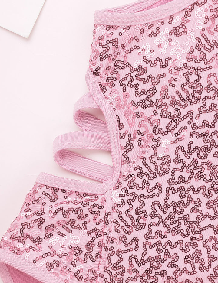 Justaucorps col officier sans manches paillettes Mahala