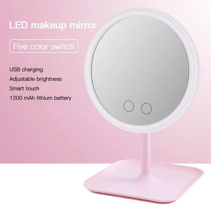 Miroir de maquillage rond avec lumière LED