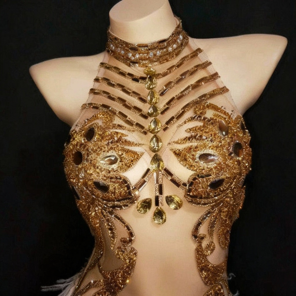 Justaucorps Sparkly Silver Crystals or Taille M