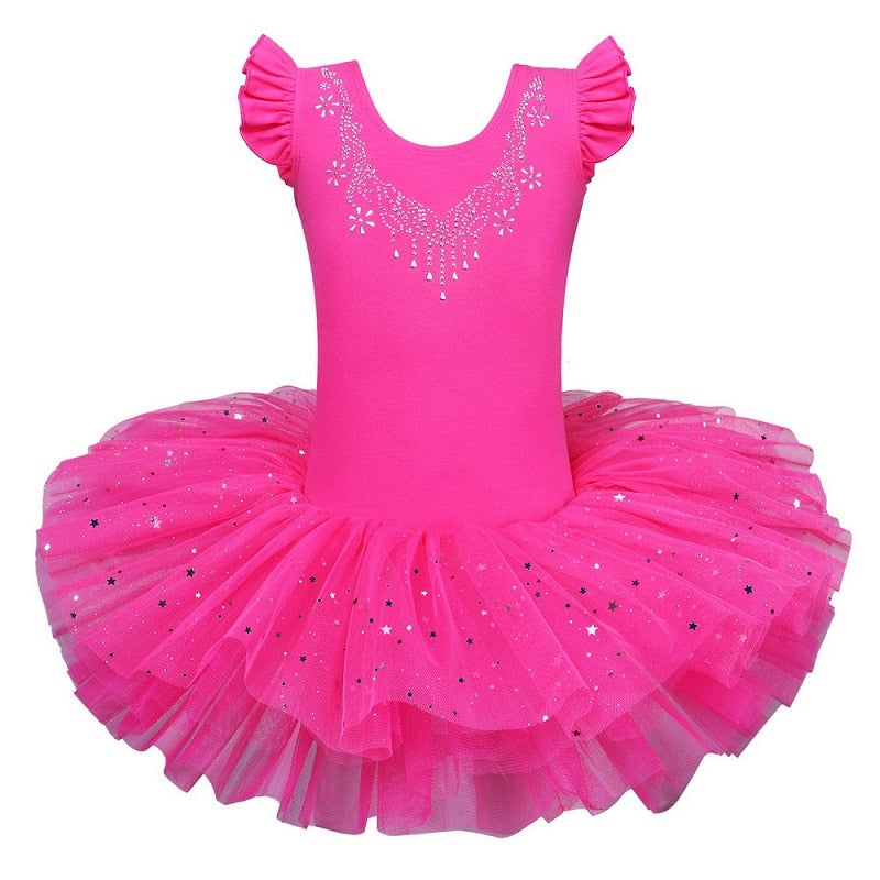 Justaucorps Tutu manches courtes strass et paillettes Kaia