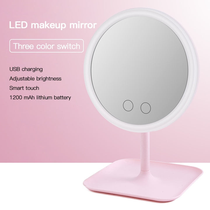 Miroir de maquillage rond avec lumière LED