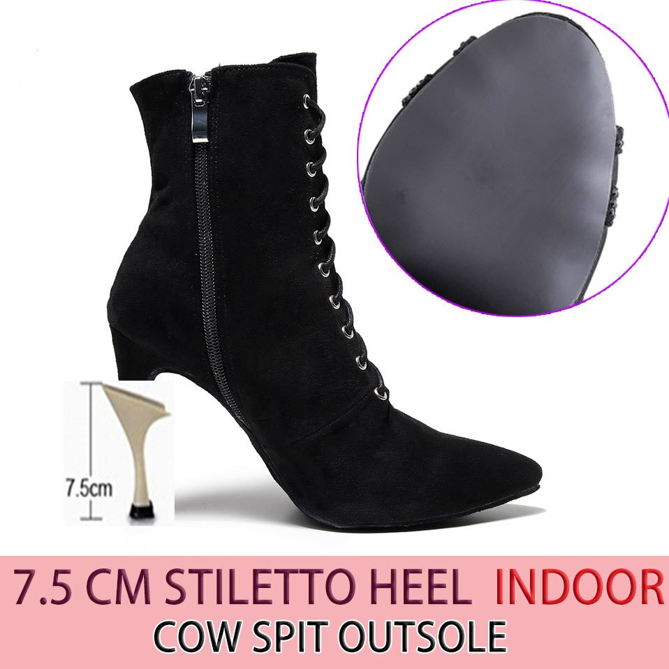 Bottines fermées danse Shayane noir Talons de 6 à 11cm semelle pour exterieur
