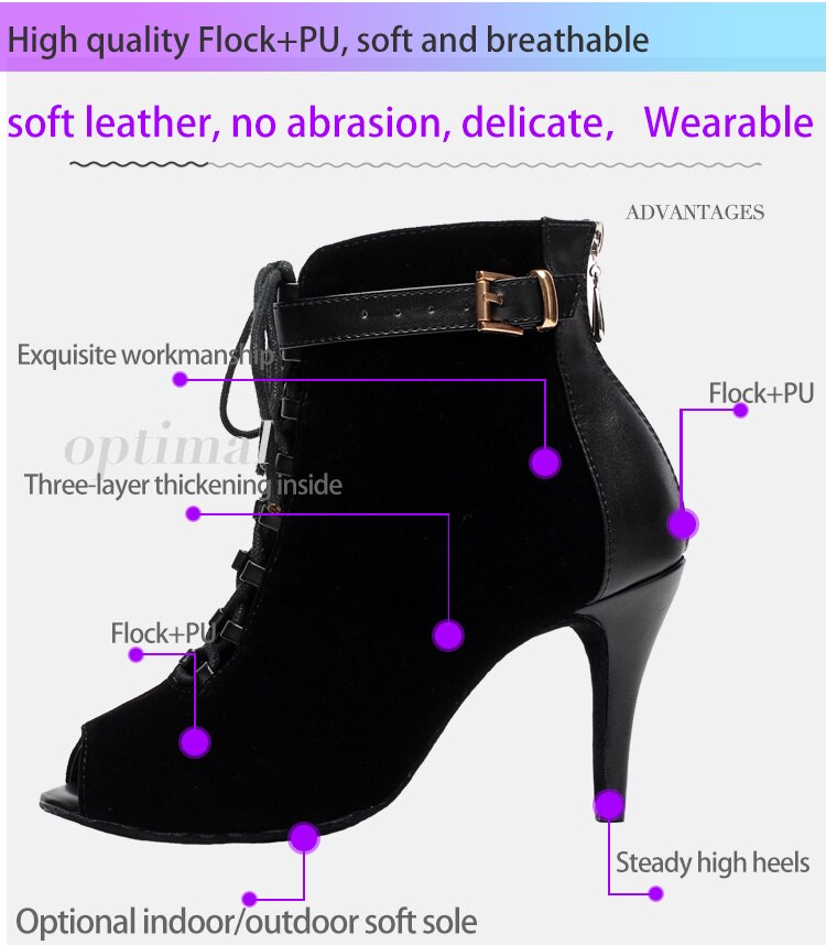 Bottines danse Nora rubber sole Talon 6 à 8.5cm