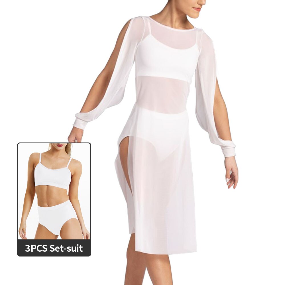 Robe fendue maille transparente avec top & shorty
