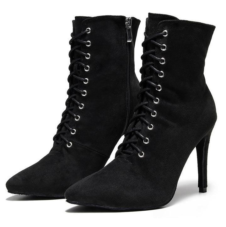 Bottines fermées danse Shayane noir Talons de 6 à 11cm semelle pour exterieur