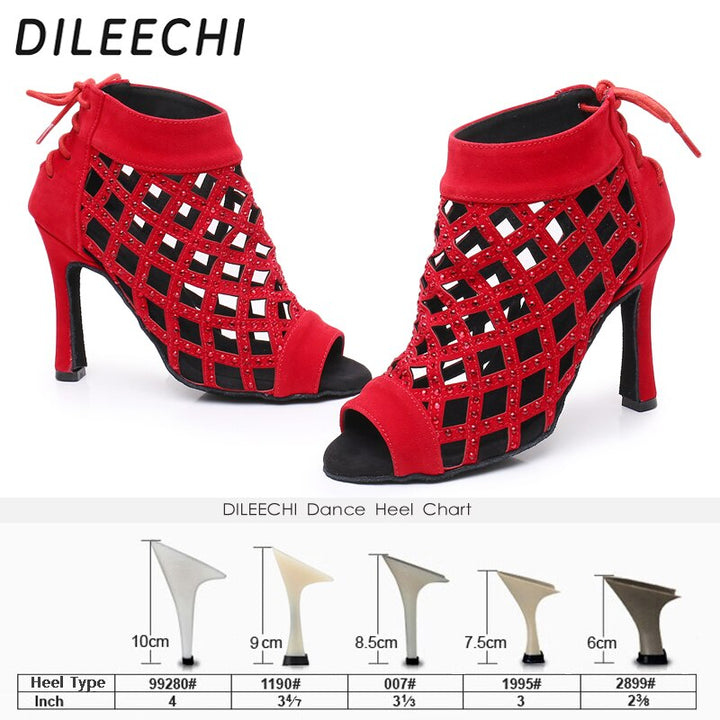 Bottines danse ajourée Noor rouge Talon 6cm T38