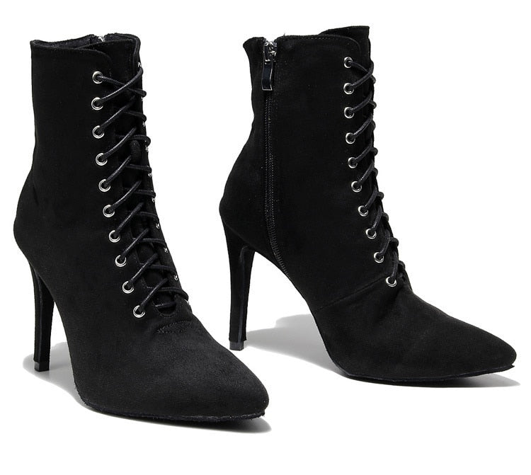 Bottines fermées danse Shayane noir Talons de 6 à 11cm semelle pour exterieur