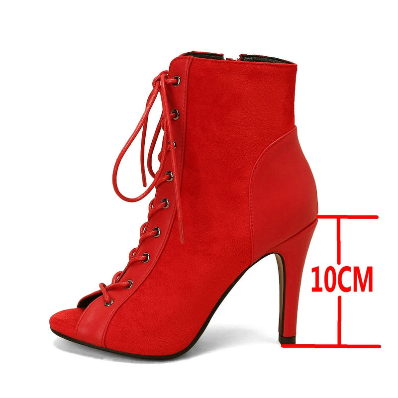 Bottines danse Marlène rouge Talons de 7 à 10cm