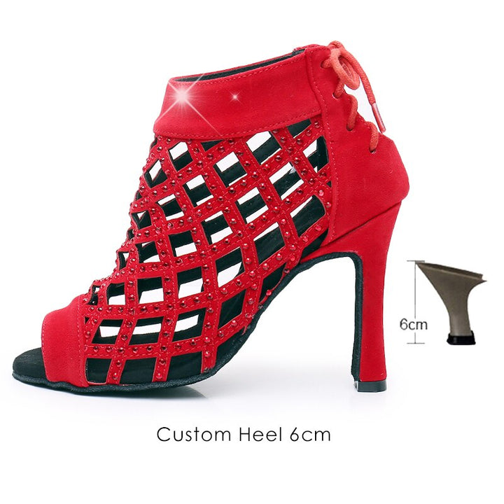 Bottines danse ajourée Noor rouge Talon 6cm T38