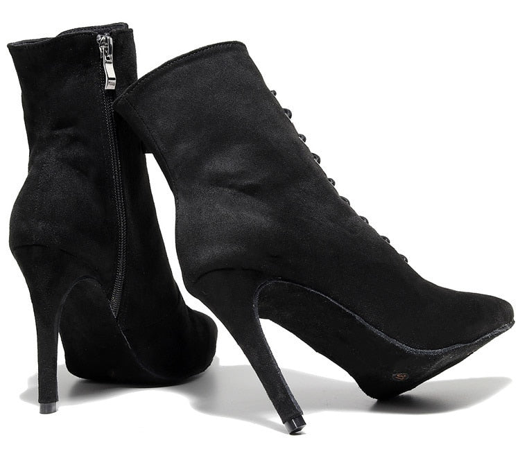 Bottines fermées danse Shayane noir Talons de 6 à 11cm semelle pour exterieur