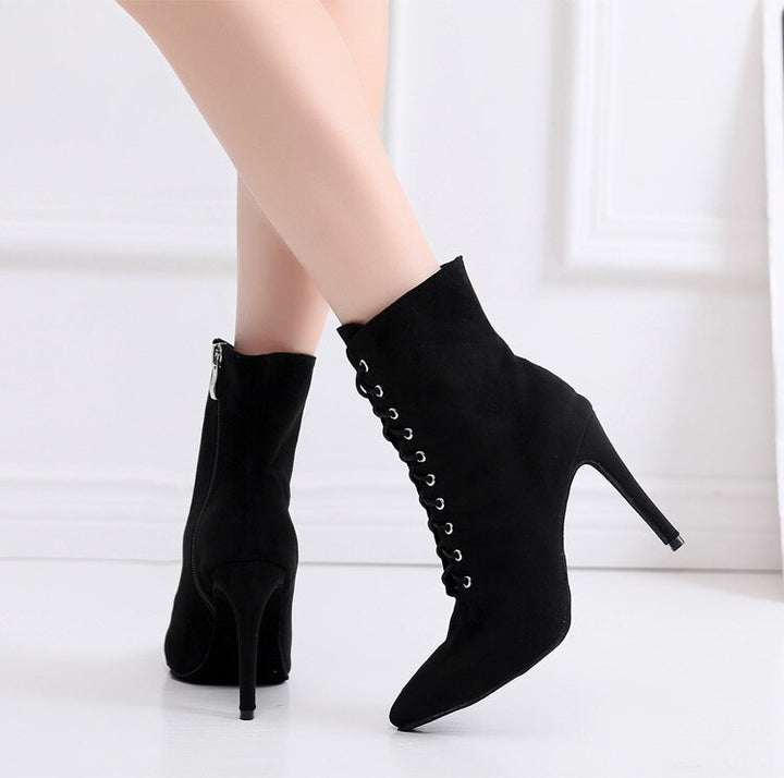 Bottines fermées danse Shayane noir Talons de 6 à 11cm semelle pour exterieur