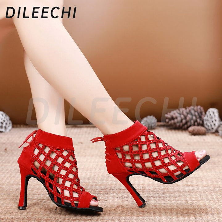 Bottines danse ajourée Noor rouge Talon 6cm T38