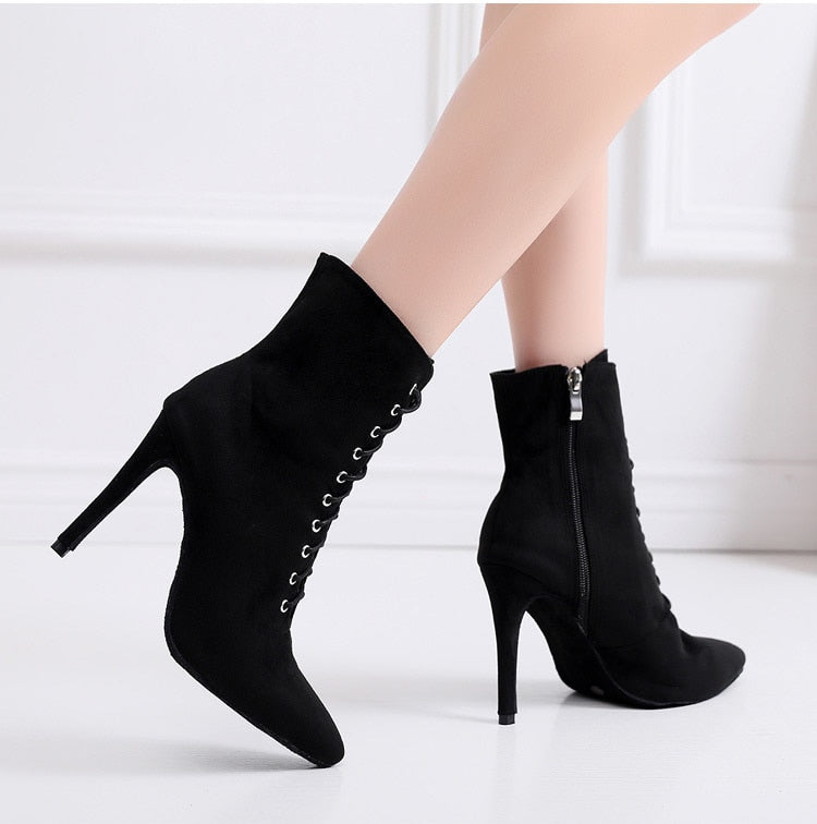 Bottines fermées danse Shayane noir Talons de 6 à 11cm semelle pour exterieur