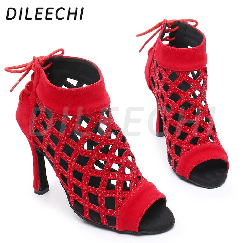 Bottines danse ajourée Noor rouge Talon 6cm T38