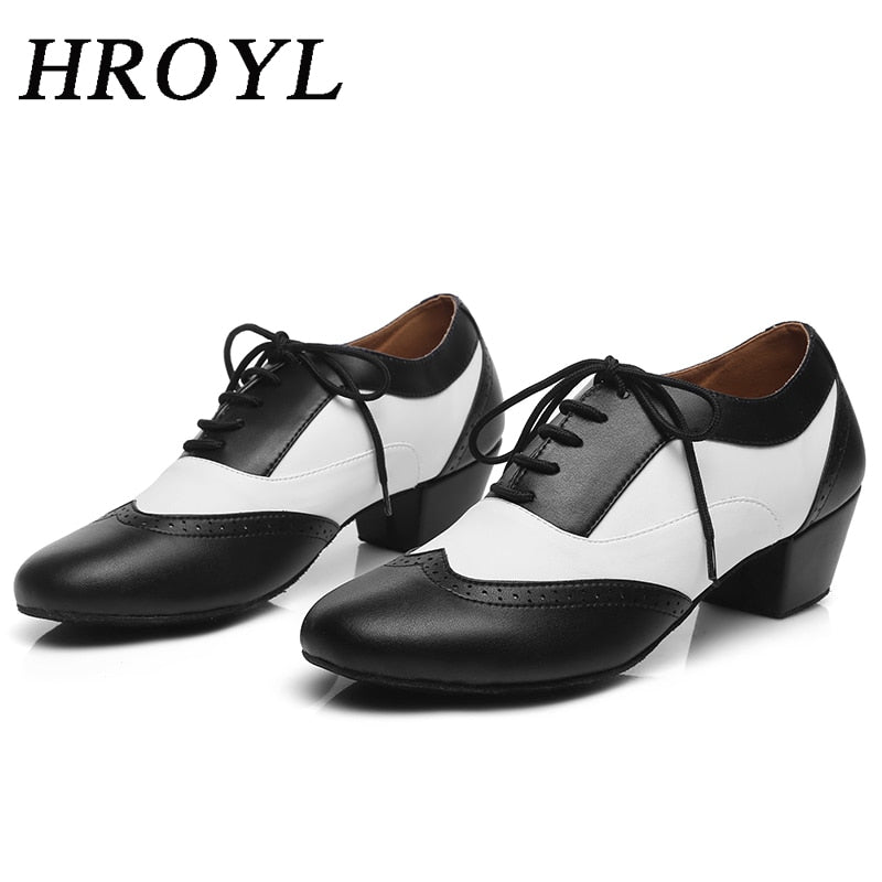 Chaussures de danse cuir noir et blanc Johnny talon de 4.5cm