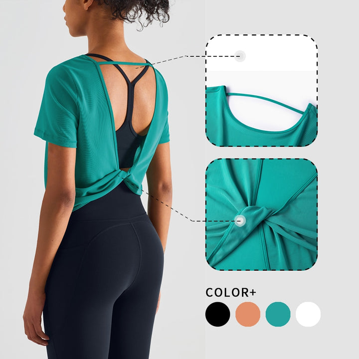 T-shirt manches courtes dos croisé ouvert