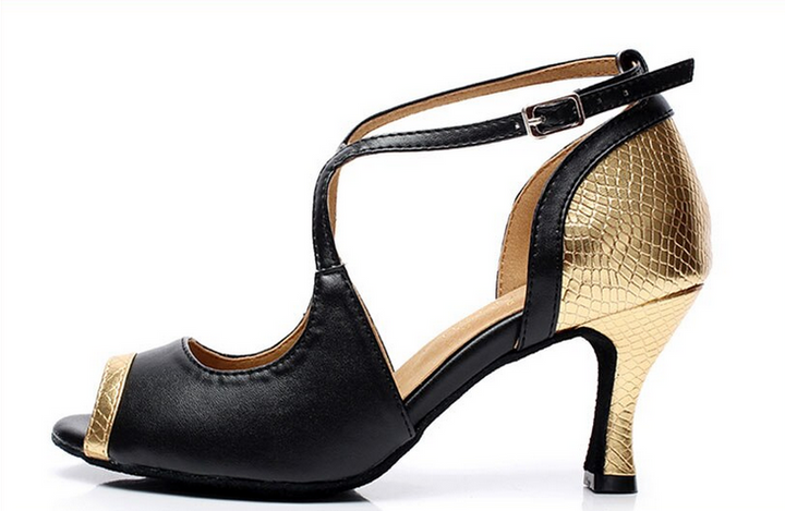 Chaussures de danse Maeva couleur noir & or Talons de 6 à 10 cm