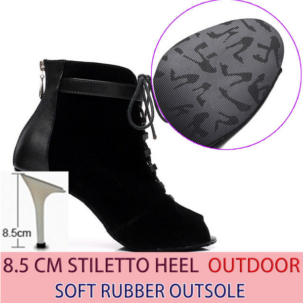 Bottines danse Nora rubber sole Talon 6 à 8.5cm