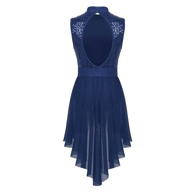 Robe justaucorps asymétrique sans manche col haut et dos nu pour adulte 4 coloris au choix - Dance Store