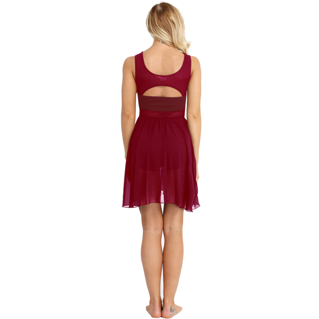 Robe Justaucorps asymétrique en mousseline de soie pour adulte 5 coloris au choix - Dance Store