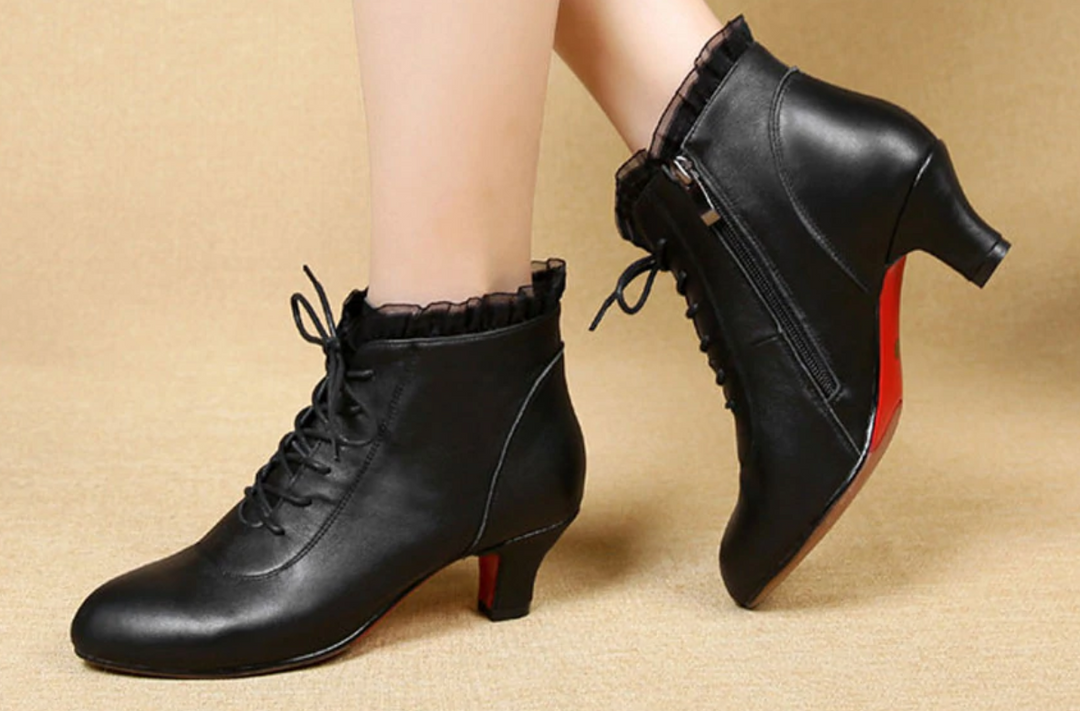 Chaussures De Danse Latine Femme - Bottines Lacets Talon 10 Cm Uonpie