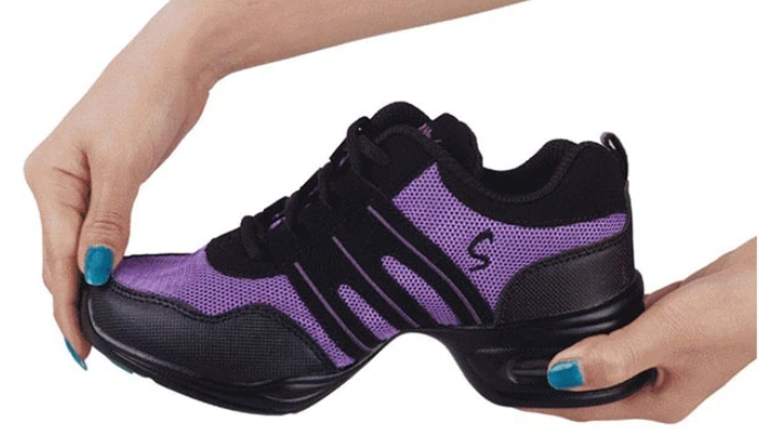Baskets Sneakers Jazz Hip Hop Fitness pour enfant & adulte 2 coloris au choix: violet & noir, rouge & noir - Dance Store