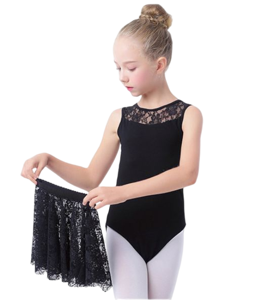 Justaucorps sans manches avec jupette dentelle Elena