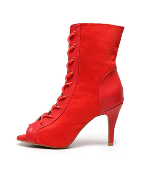 Bottines danse Marlène rouge Talons de 7 à 10cm