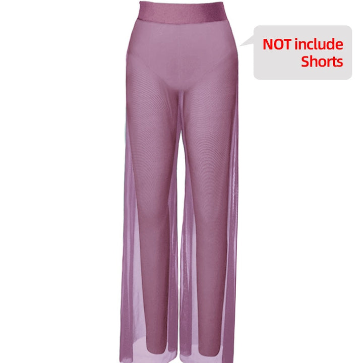 Pantalon Florence large en mesh transparent