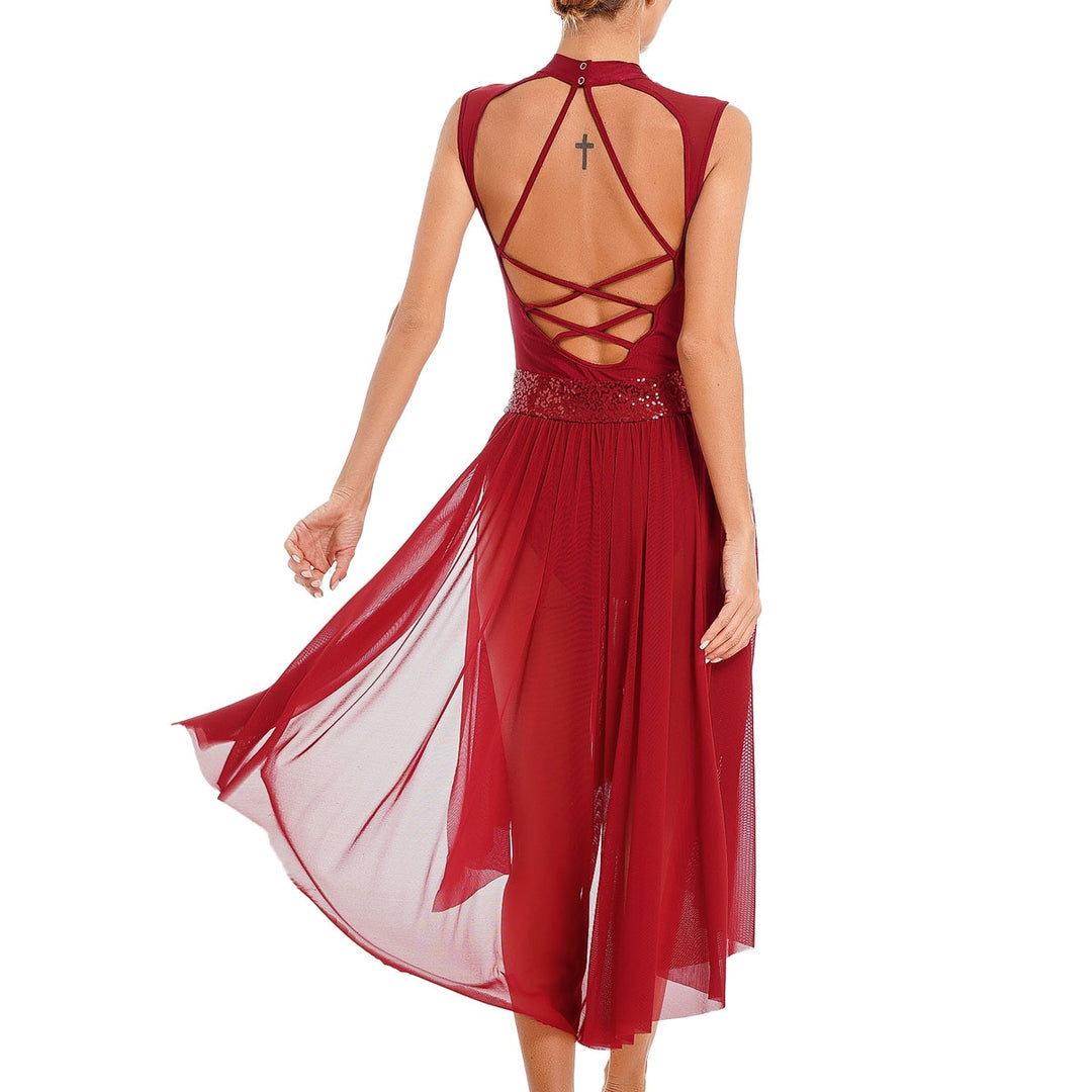 Robe sans manches Lyrical mesh et paillettes Jade