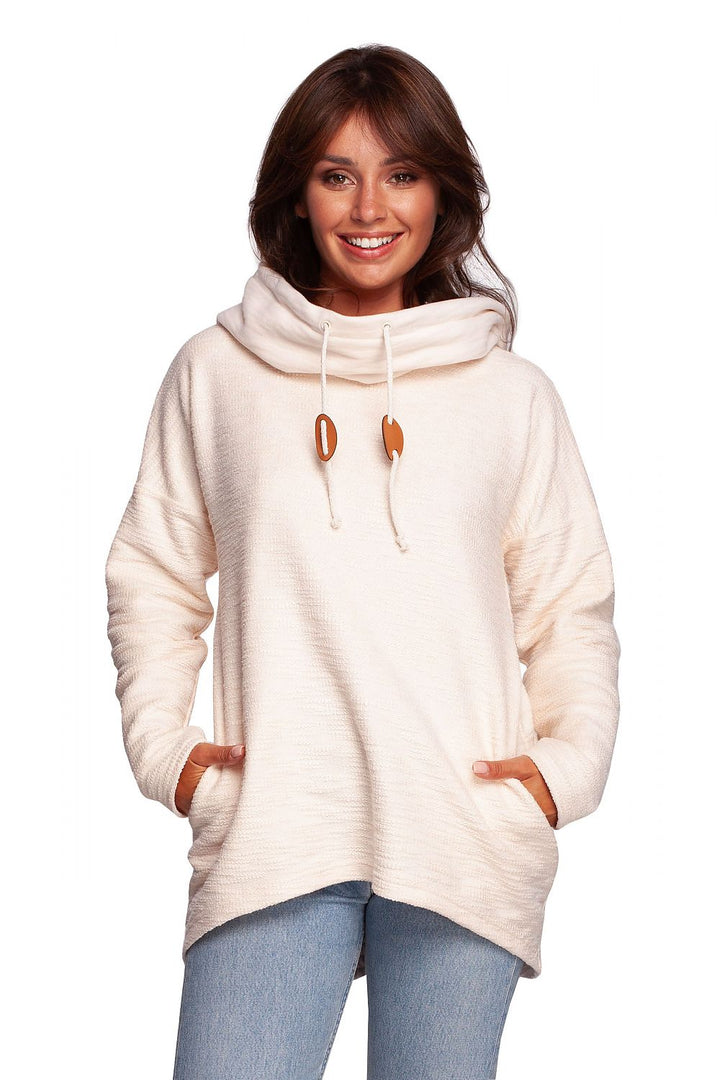 Sweat-shirt avec capuche col montant et cordon