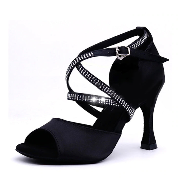 Chaussures de danse coloris noir avec strass - Talons de 7 à 10cm