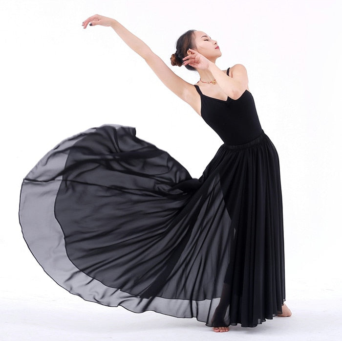 Jupe longue et ample en mousseline de soie transparente - 9 couleurs disponibles pour adulte - Dance Store